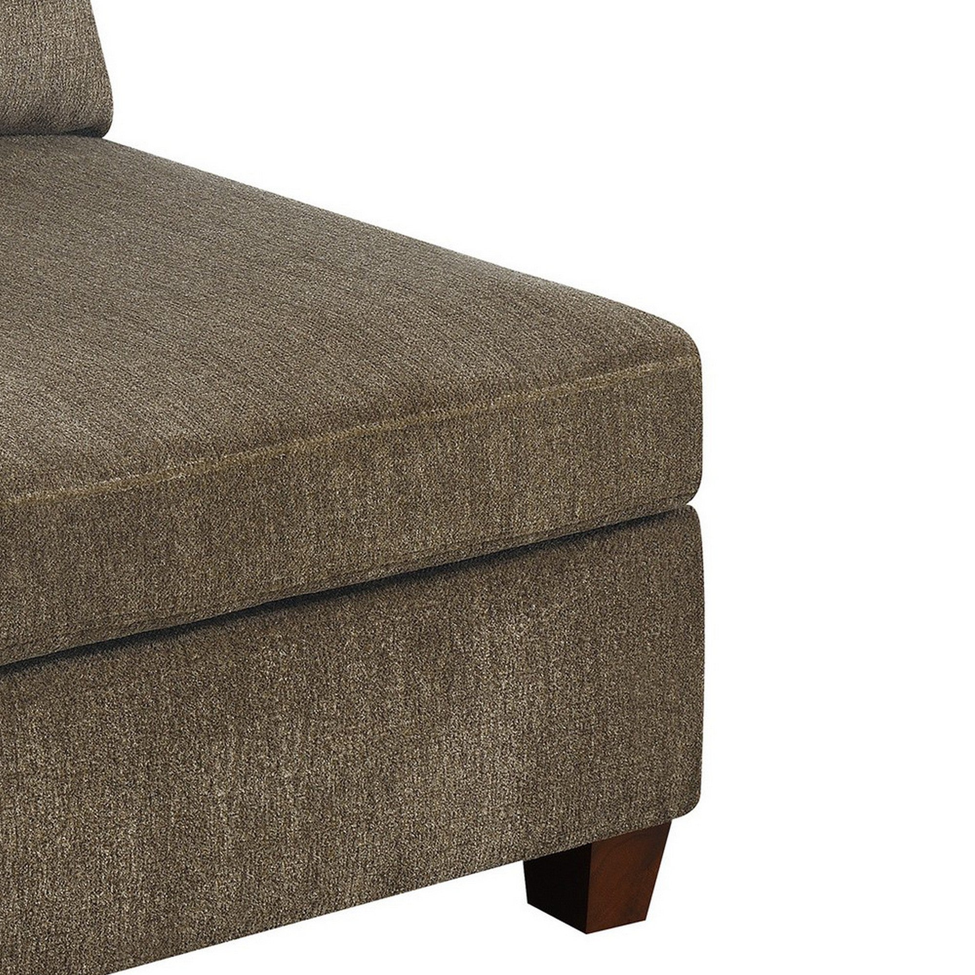 Benjara Fabric Armless Chair with Loose Back Pillows, Brown