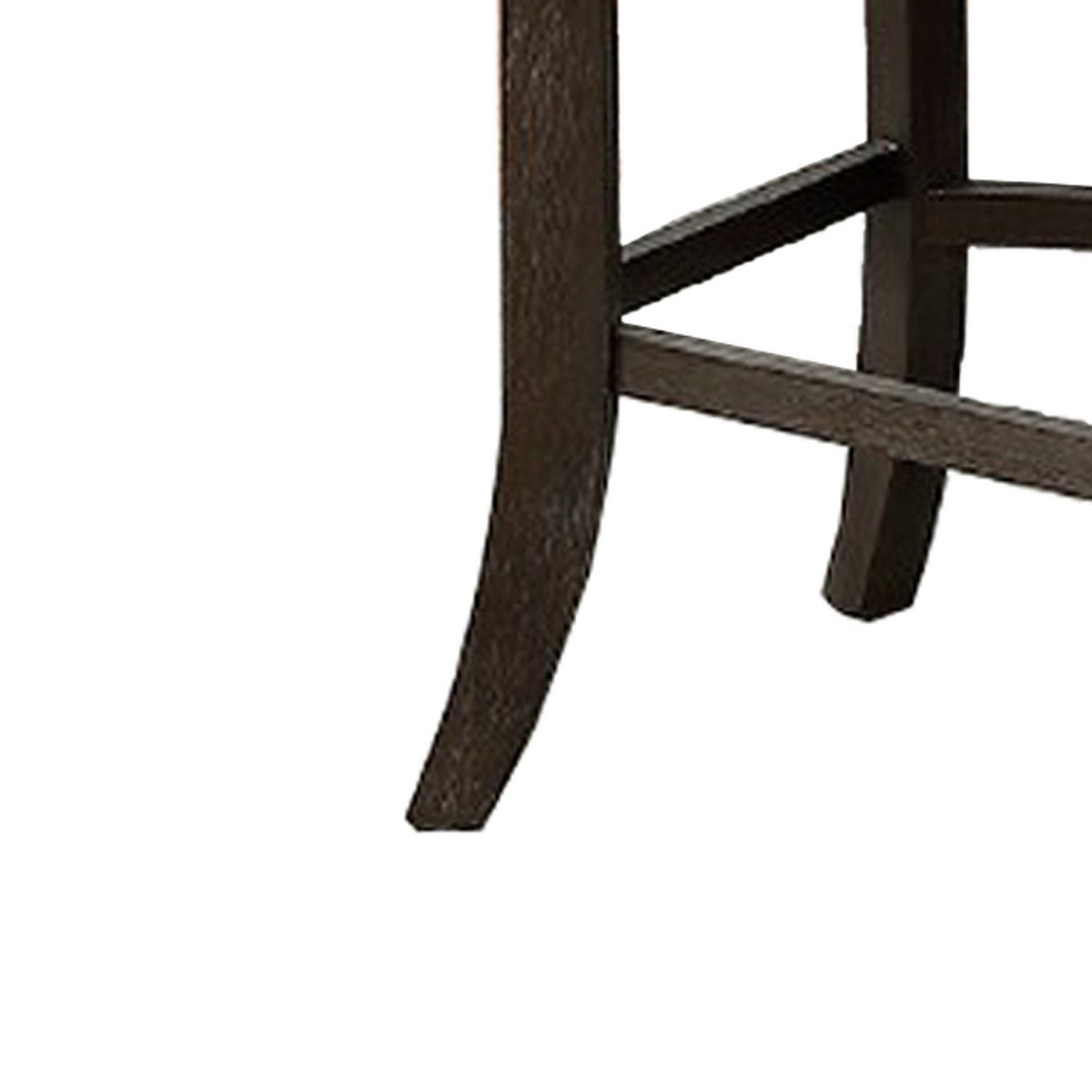 Benjara Curved Top Wooden High Chair with Flared Legs, Set of 2, Gray
