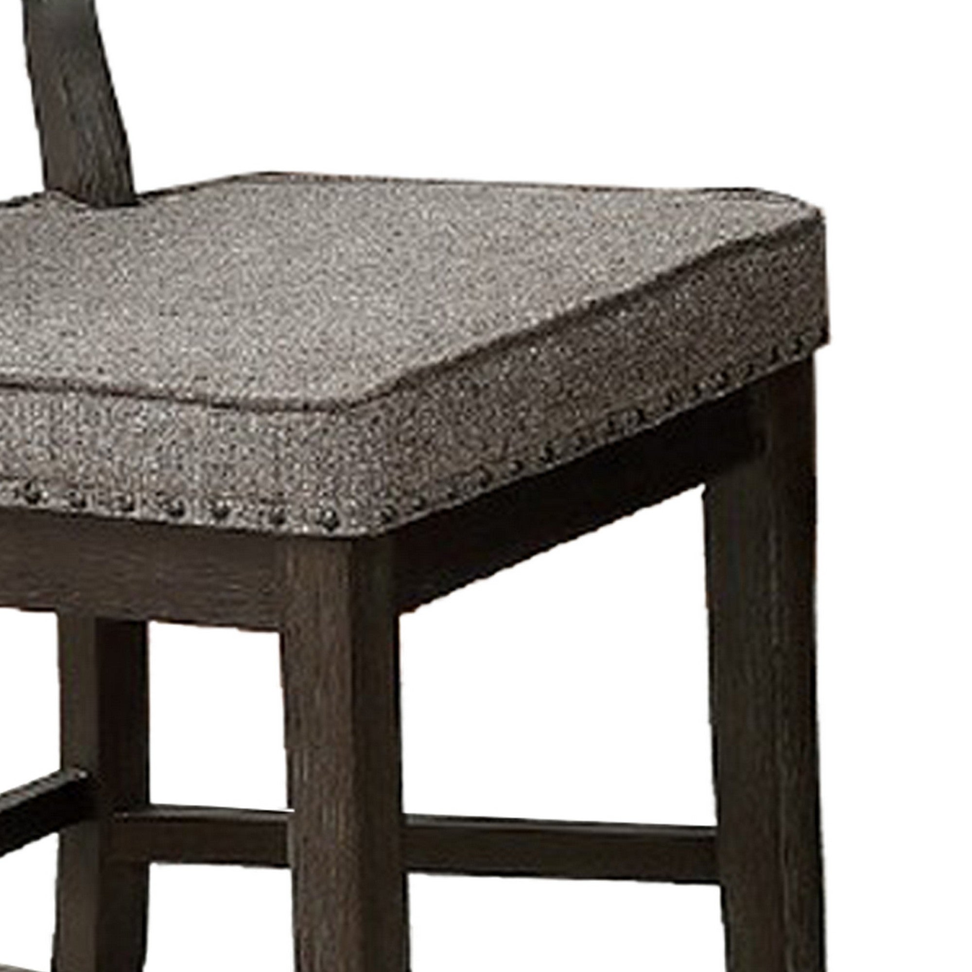 Benjara Curved Top Wooden High Chair with Flared Legs, Set of 2, Gray