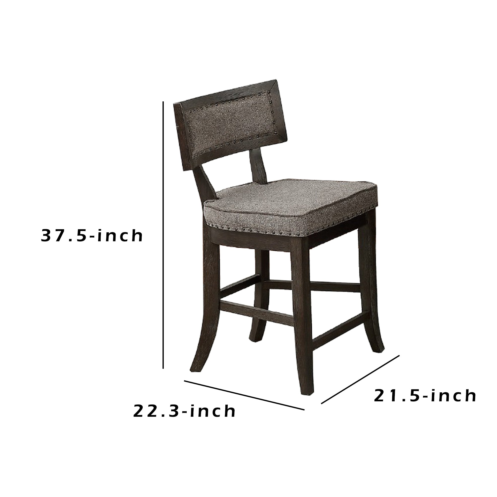 Benjara Curved Top Wooden High Chair with Flared Legs, Set of 2, Gray