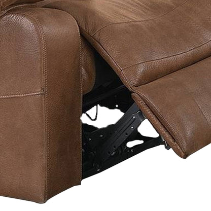 Benjara 41 Inch leatherette Reclining Chair with USB Port, Brown