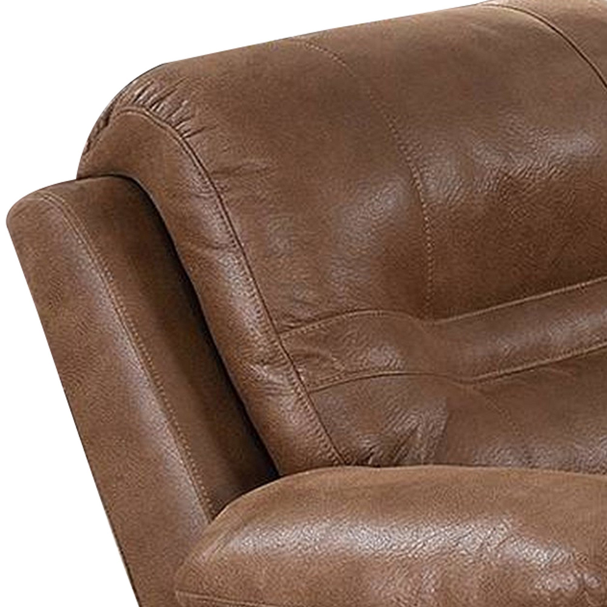 Benjara 41 Inch leatherette Reclining Chair with USB Port, Brown