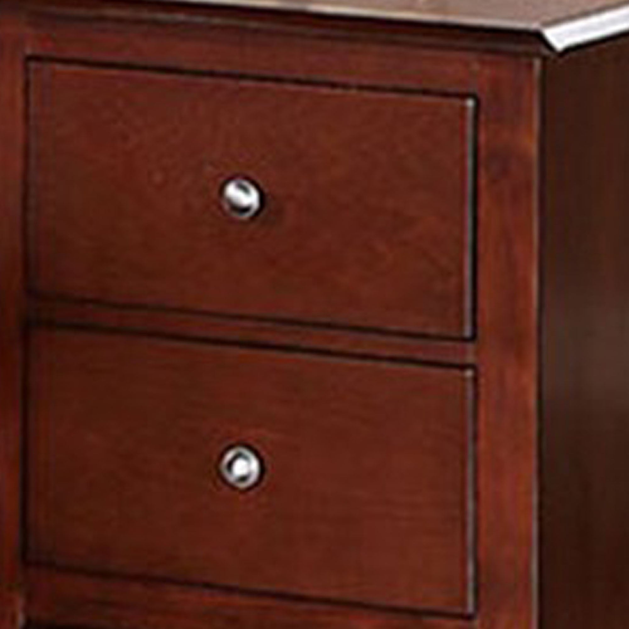 Benjara 25 Inches 2 Drawer Wooden Nightstand with Metal Pulls, Brown
