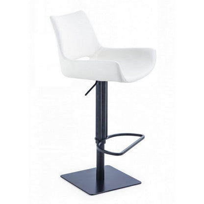 Benjara Swivel Faux Leather Bar Stool with Countered Seat, White And Black