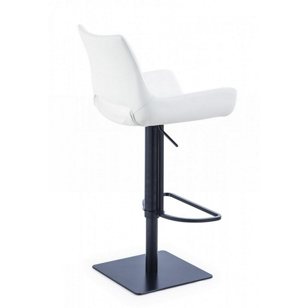Benjara Swivel Faux Leather Bar Stool with Countered Seat, White And Black