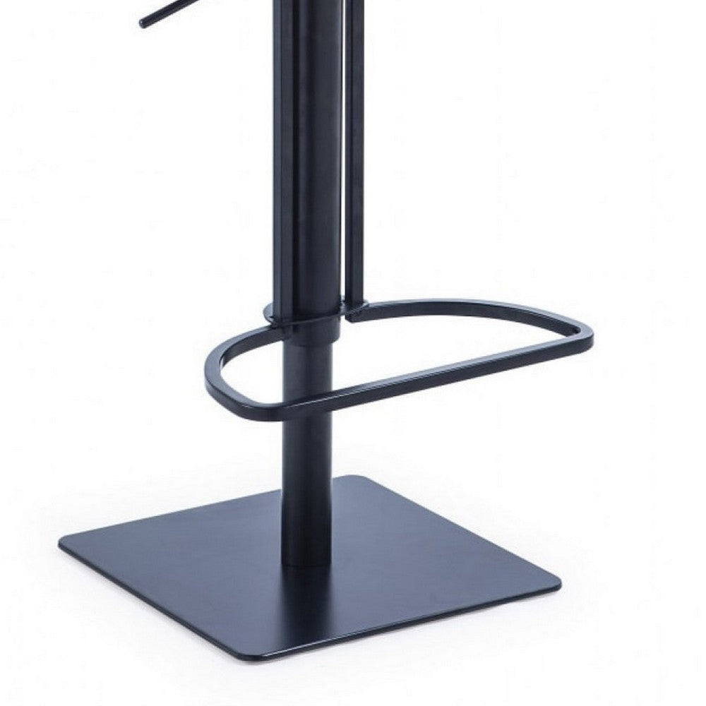 Benjara Swivel Faux Leather Bar Stool with Countered Seat, White And Black