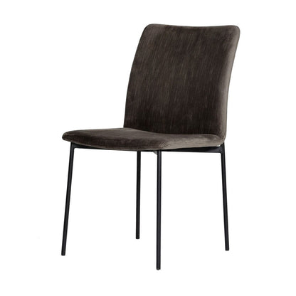 Benjara Sleigh Design Fabric Dining Chair with Metal Legs, Set of 2, Gray