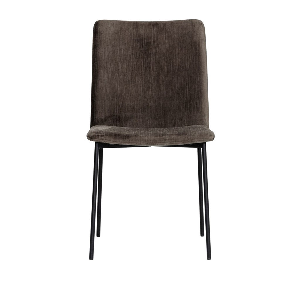 Benjara Sleigh Design Fabric Dining Chair with Metal Legs, Set of 2, Gray