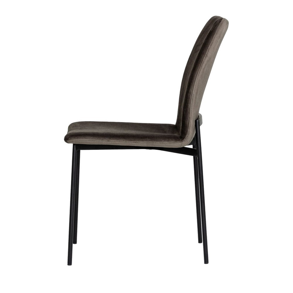 Benjara Sleigh Design Fabric Dining Chair with Metal Legs, Set of 2, Gray