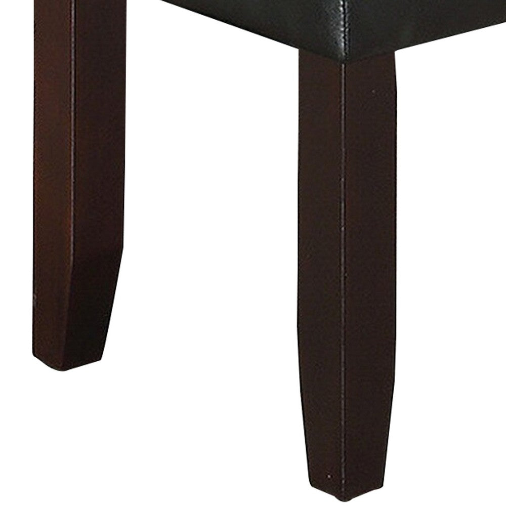 Benjara Dining Bench with Faux Leather Upholstery And Chamfered Feet, Black