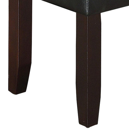 Benjara Dining Bench with Faux Leather Upholstery And Chamfered Feet, Black