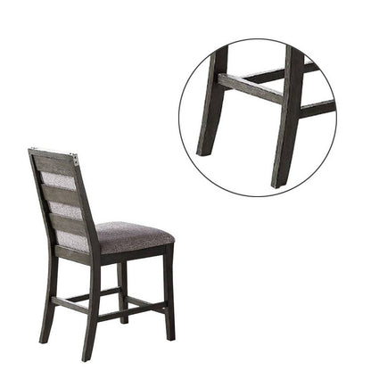 Benjara Wooden High Chairs with Upholstered Seat And Backrest, Set of 2, Gray