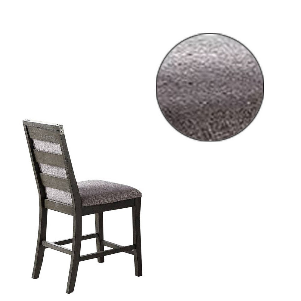 Benjara Wooden High Chairs with Upholstered Seat And Backrest, Set of 2, Gray