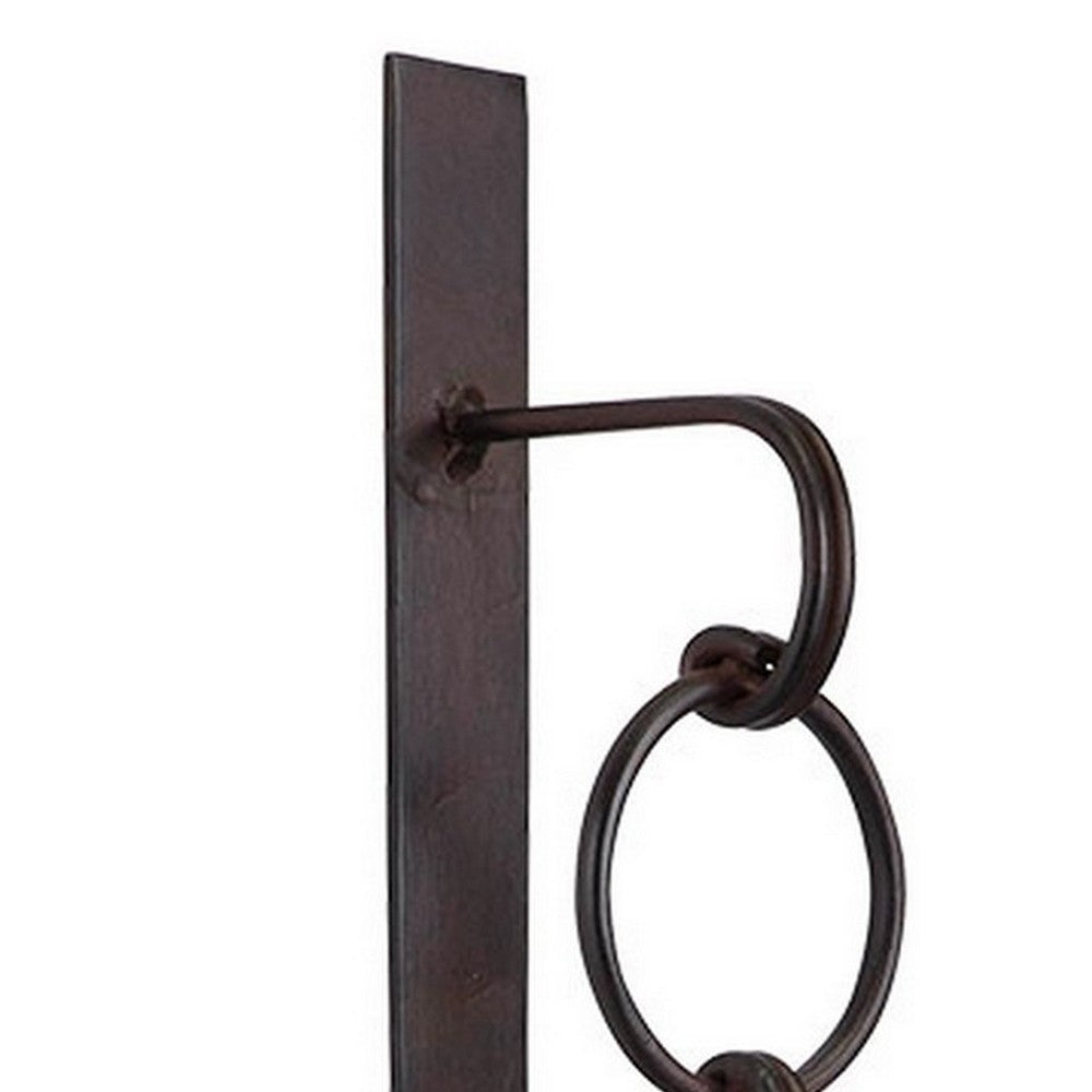 Benjara Metal Wall Sconce With Glass Hurricane And Chain Design Holder, Black