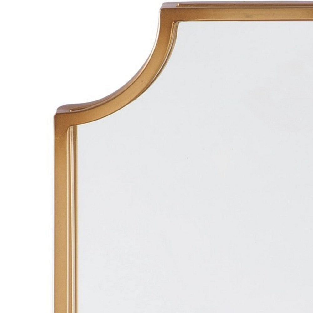 Benjara Metal Frame Wall Sconce With Cut Corner Design, Gold
