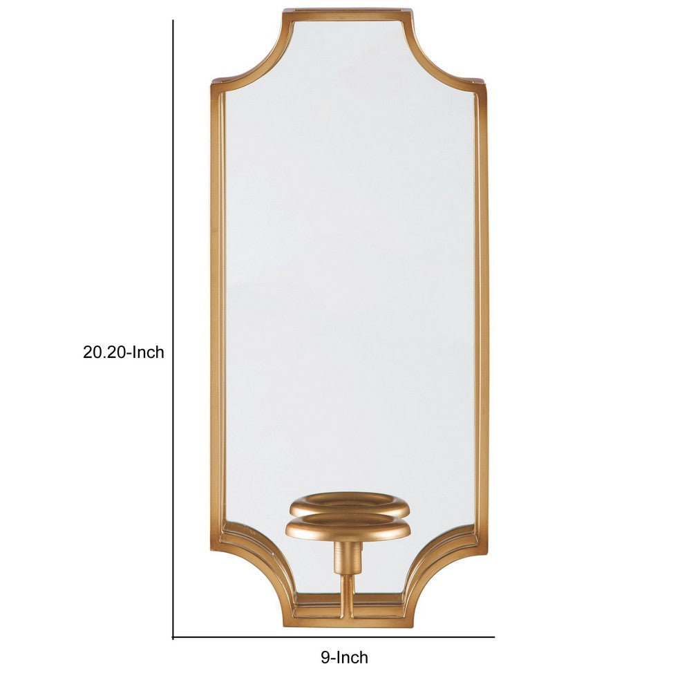 Benjara Metal Frame Wall Sconce With Cut Corner Design, Gold