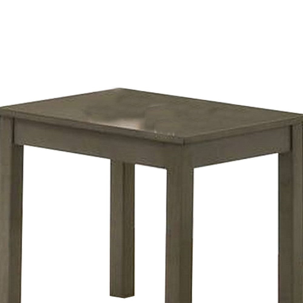 Benjara 3 Piece Transitional Coffee Table And End Table with Block Legs, Gray