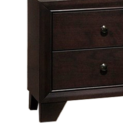 Benjara Transitional Wooden Nightstand with Two Spacious Drawers, Brown