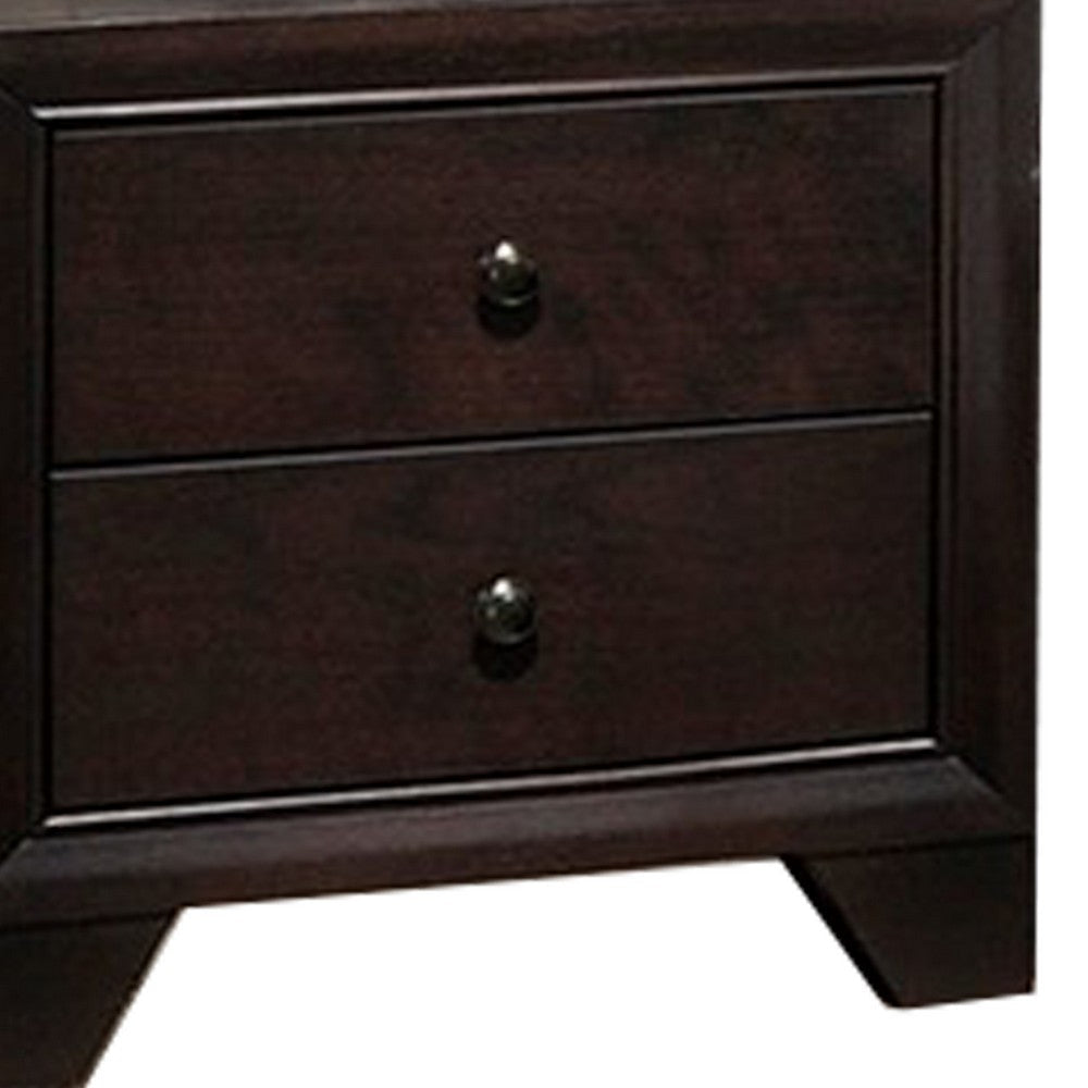 Benjara Transitional Wooden Nightstand with Two Spacious Drawers, Brown
