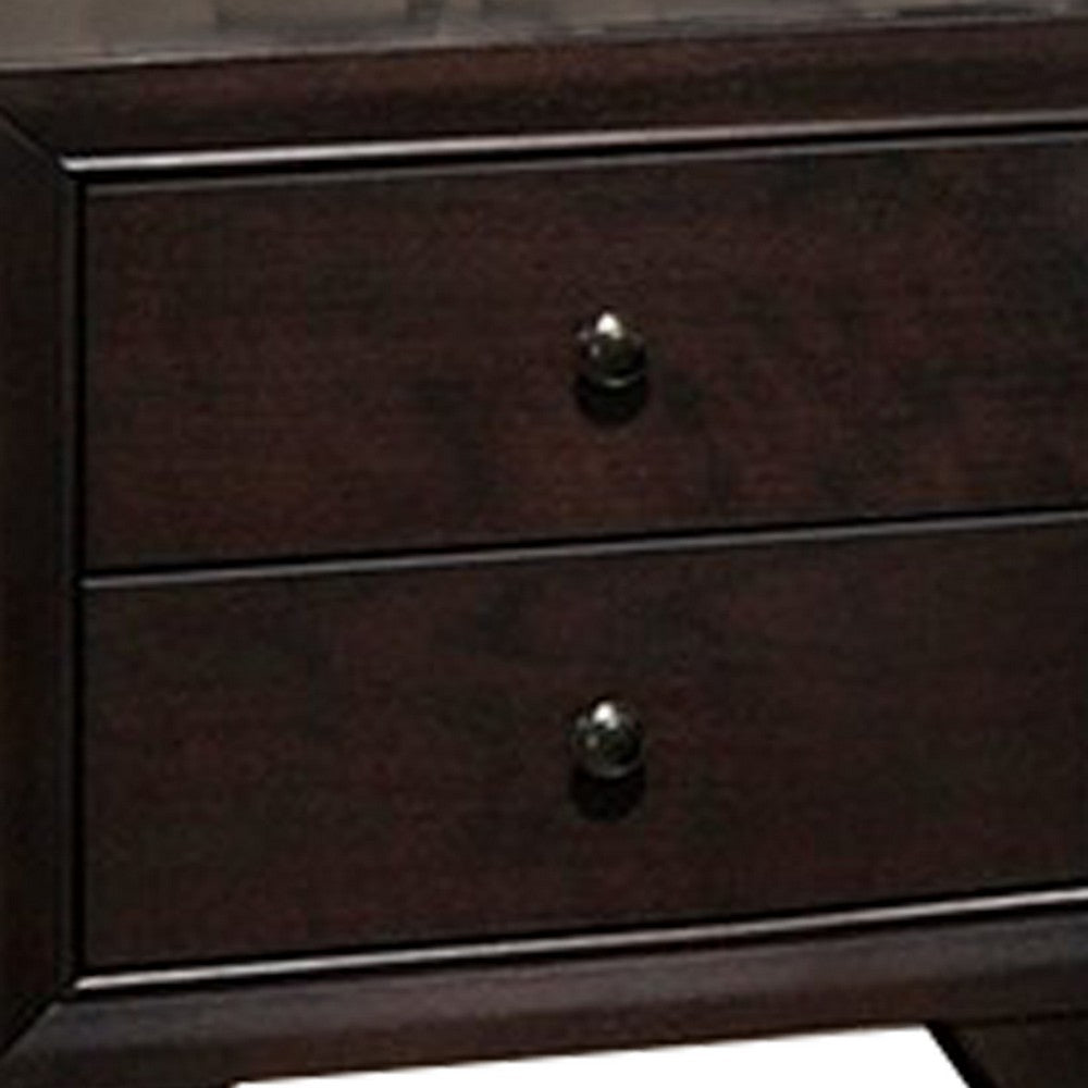 Benjara Transitional Wooden Nightstand with Two Spacious Drawers, Brown
