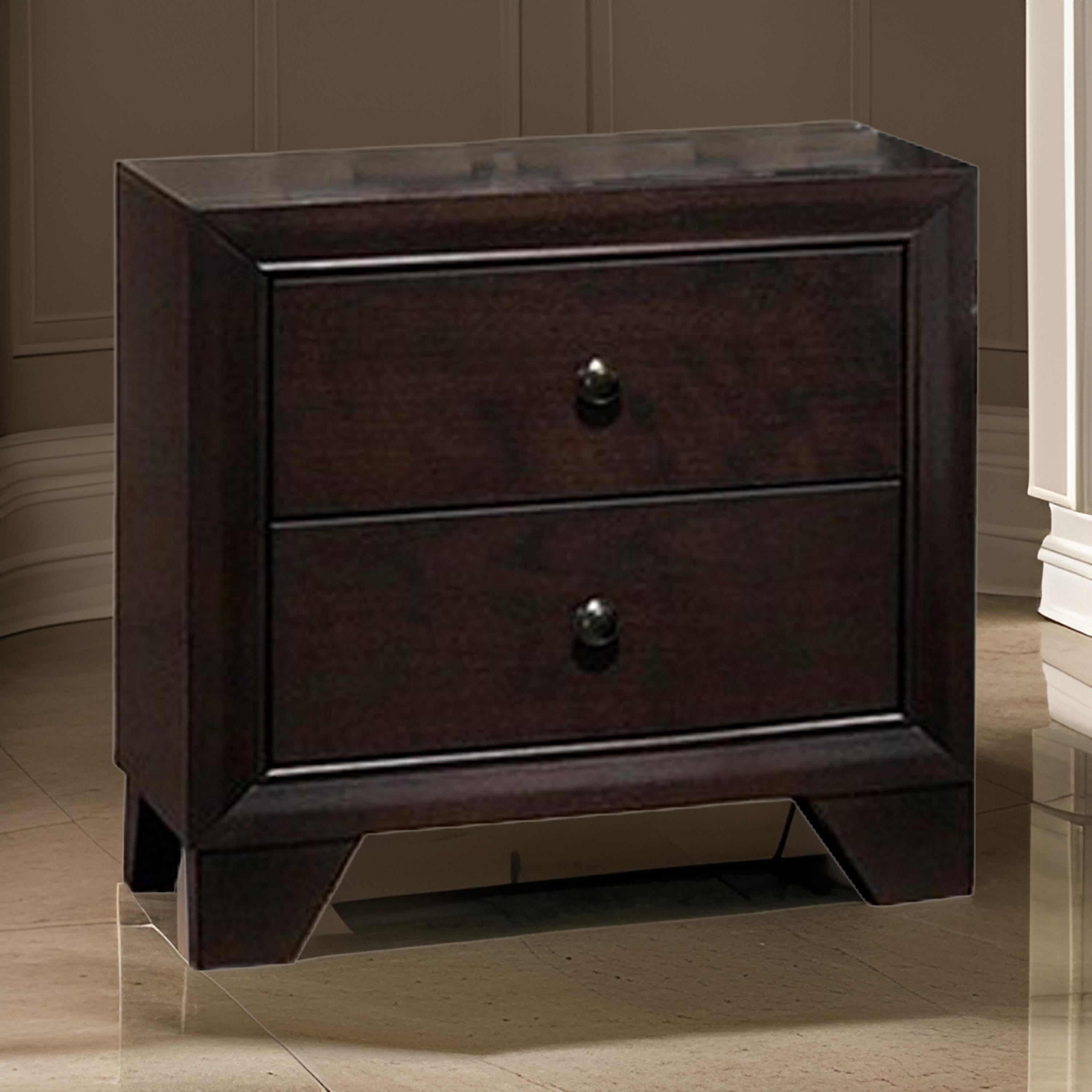 Benjara Transitional Wooden Nightstand with Two Spacious Drawers, Brown