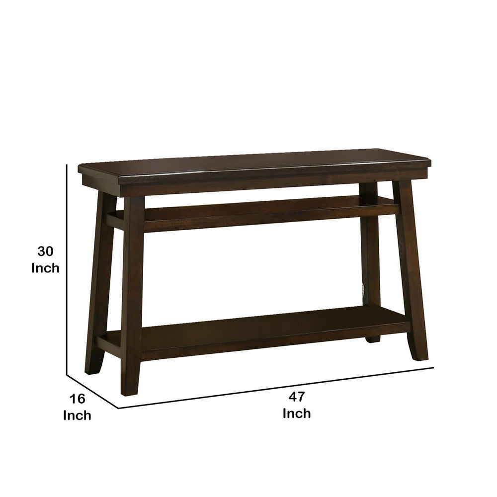 Benjara Wooden Console Table with One Open Shelf, Brown