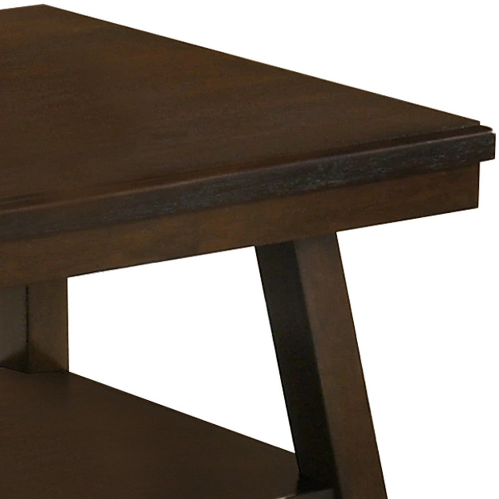 Benjara Wooden Coffee Table with One Open Shelf, Brown