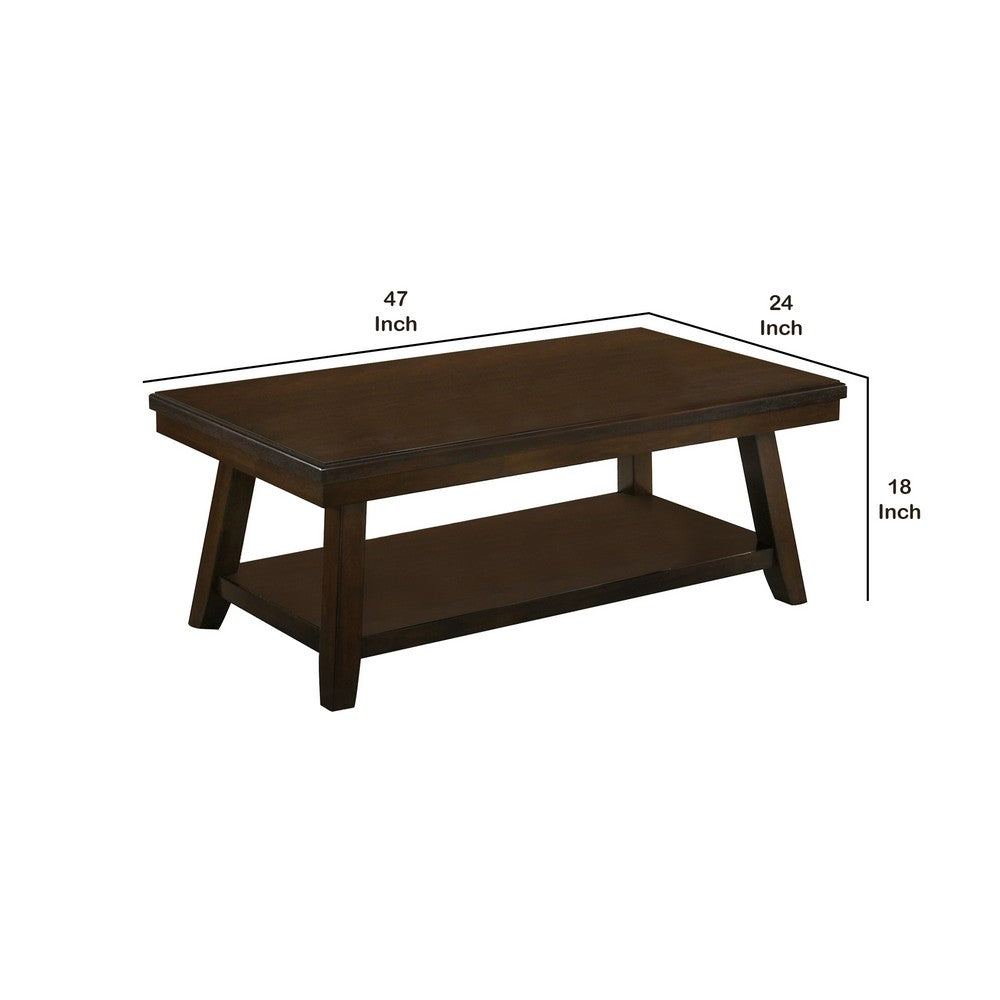 Benjara Wooden Coffee Table with One Open Shelf, Brown