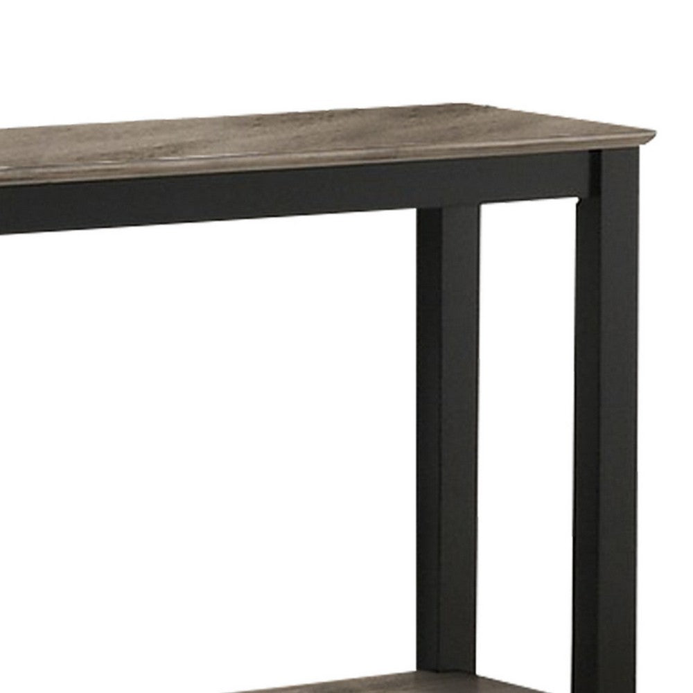 Benjara Wooden Console Table with One Open Shelf, Black And Gray