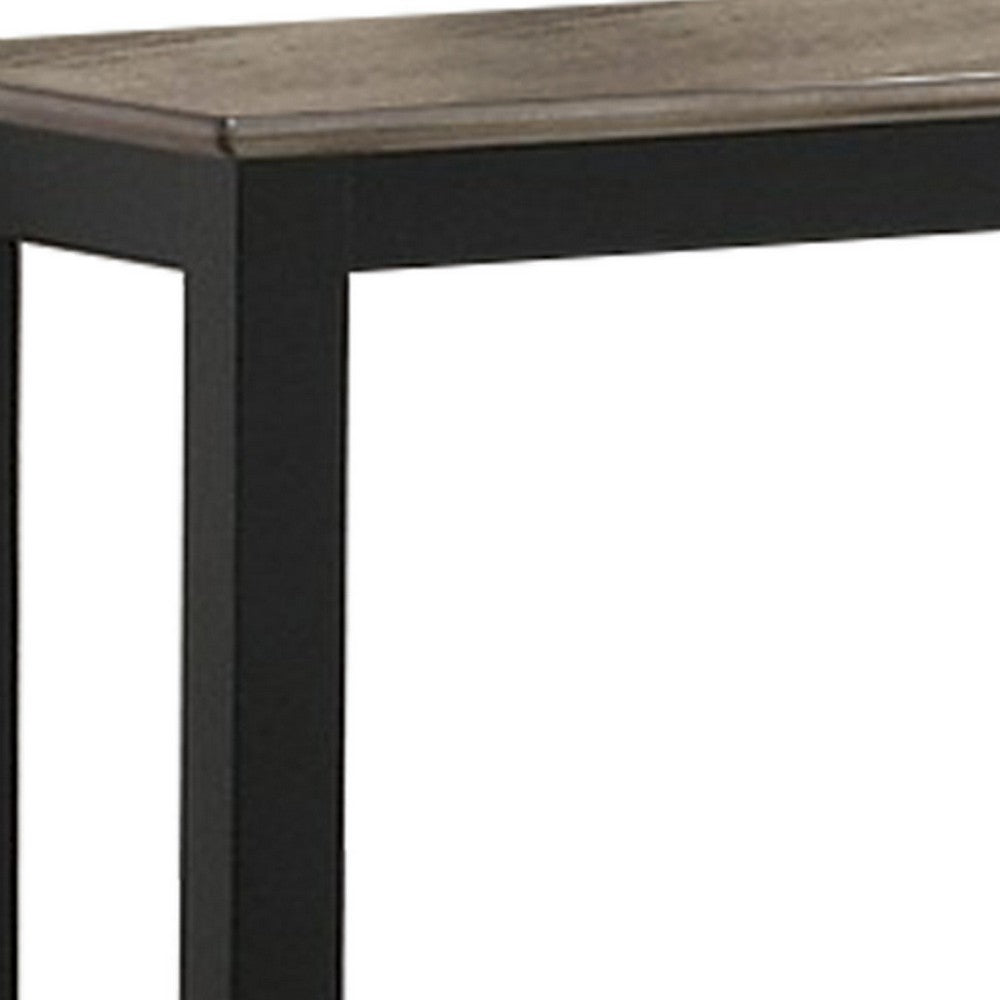 Benjara Wooden Console Table with One Open Shelf, Black And Gray