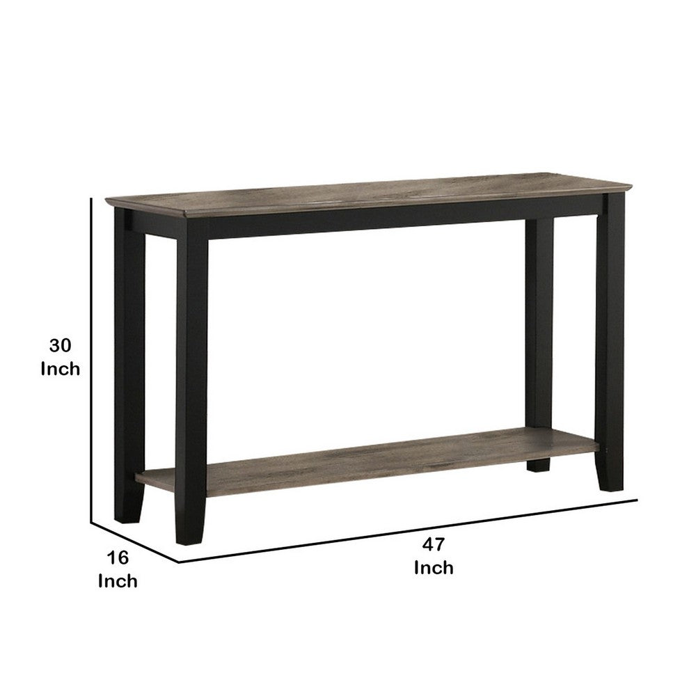 Benjara Wooden Console Table with One Open Shelf, Black And Gray