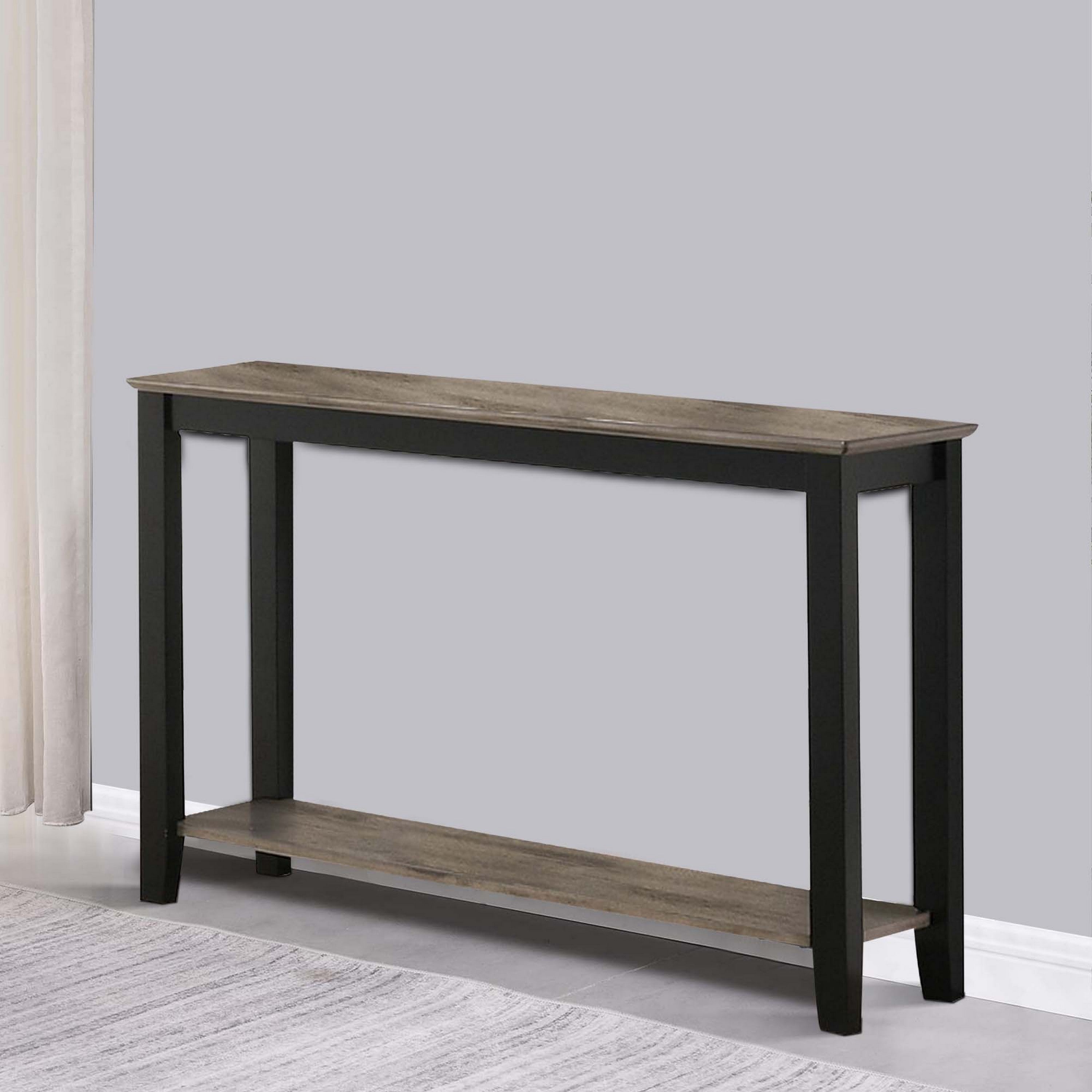 Benjara Wooden Console Table with One Open Shelf, Black And Gray