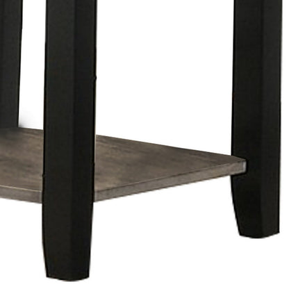 Benjara Wooden End Table with One Open Shelf, Black And Gray