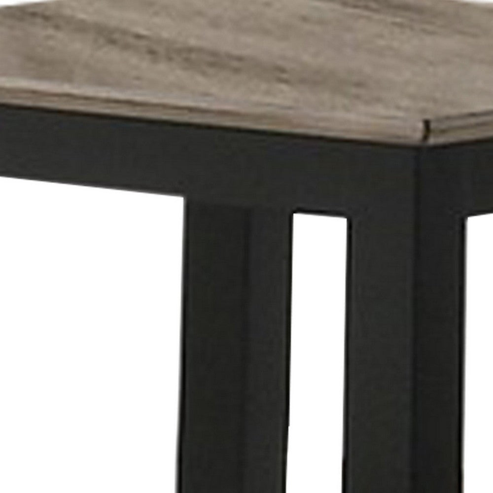 Benjara Wooden End Table with One Open Shelf, Black And Gray