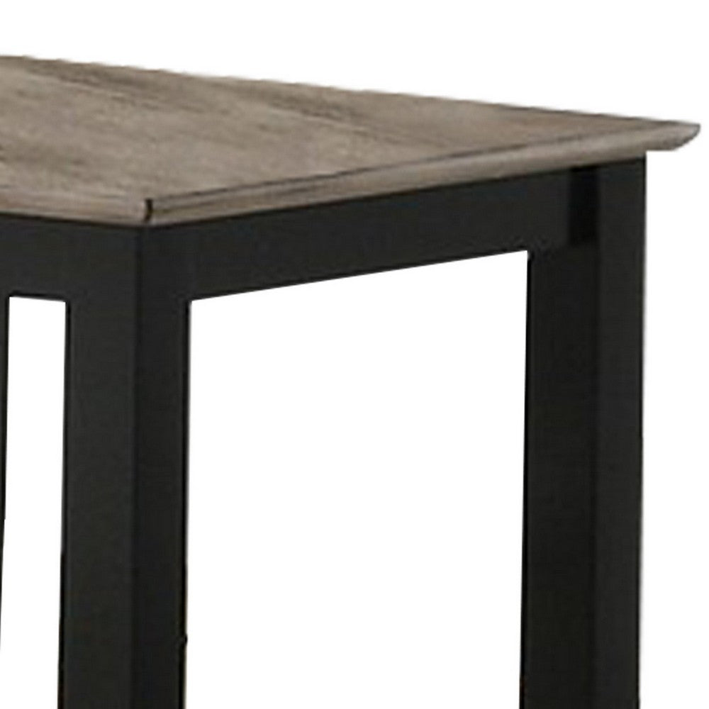 Benjara Wooden End Table with One Open Shelf, Black And Gray