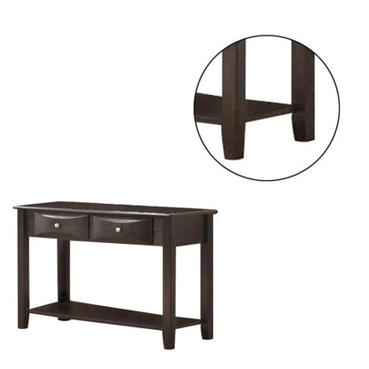 Benjara Wooden Console Table with 2 Spacious Drawers, Brown