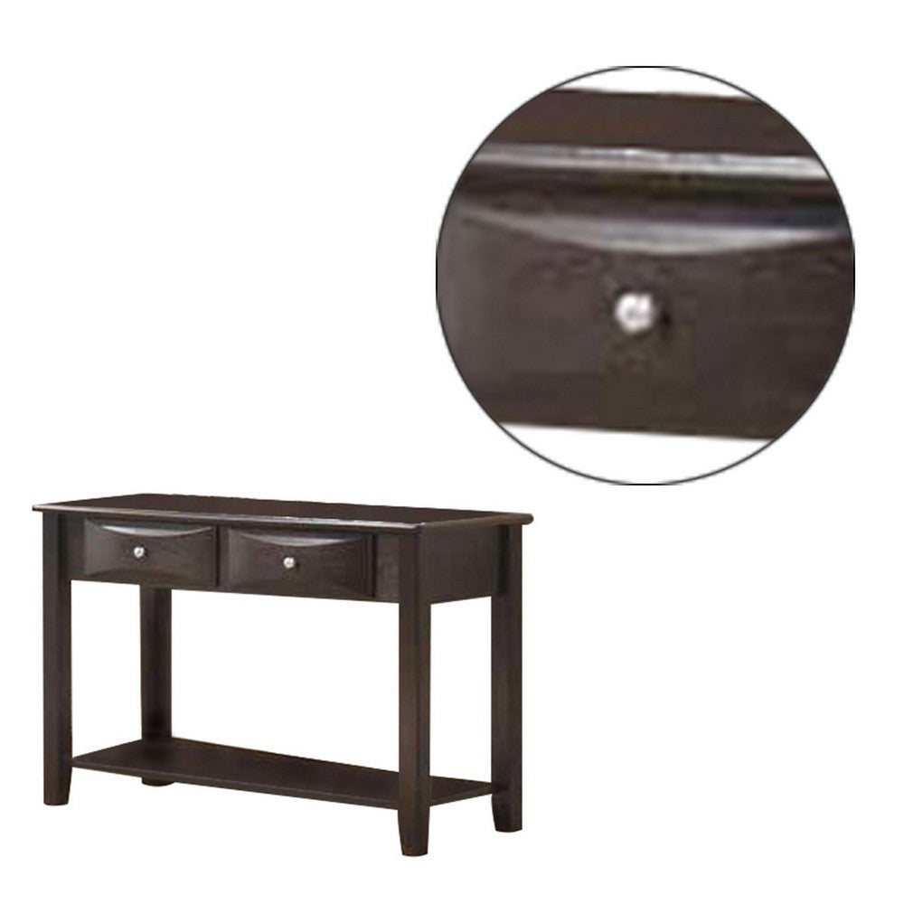 Benjara Wooden Console Table with 2 Spacious Drawers, Brown
