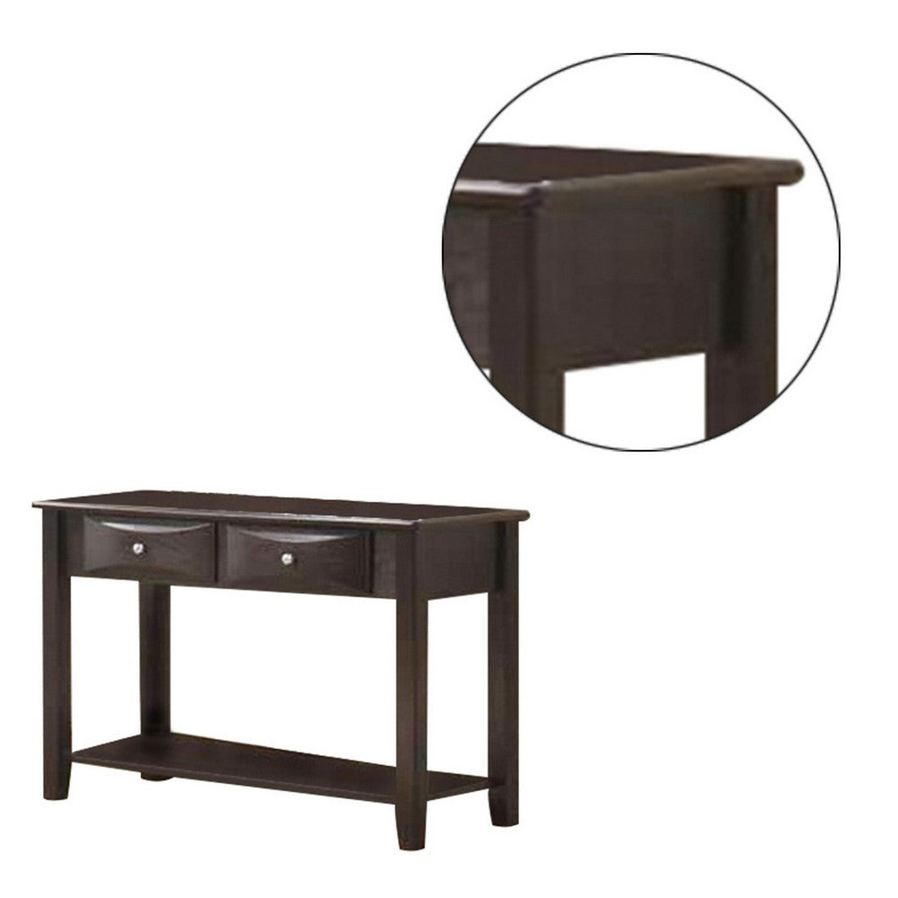Benjara Wooden Console Table with 2 Spacious Drawers, Brown