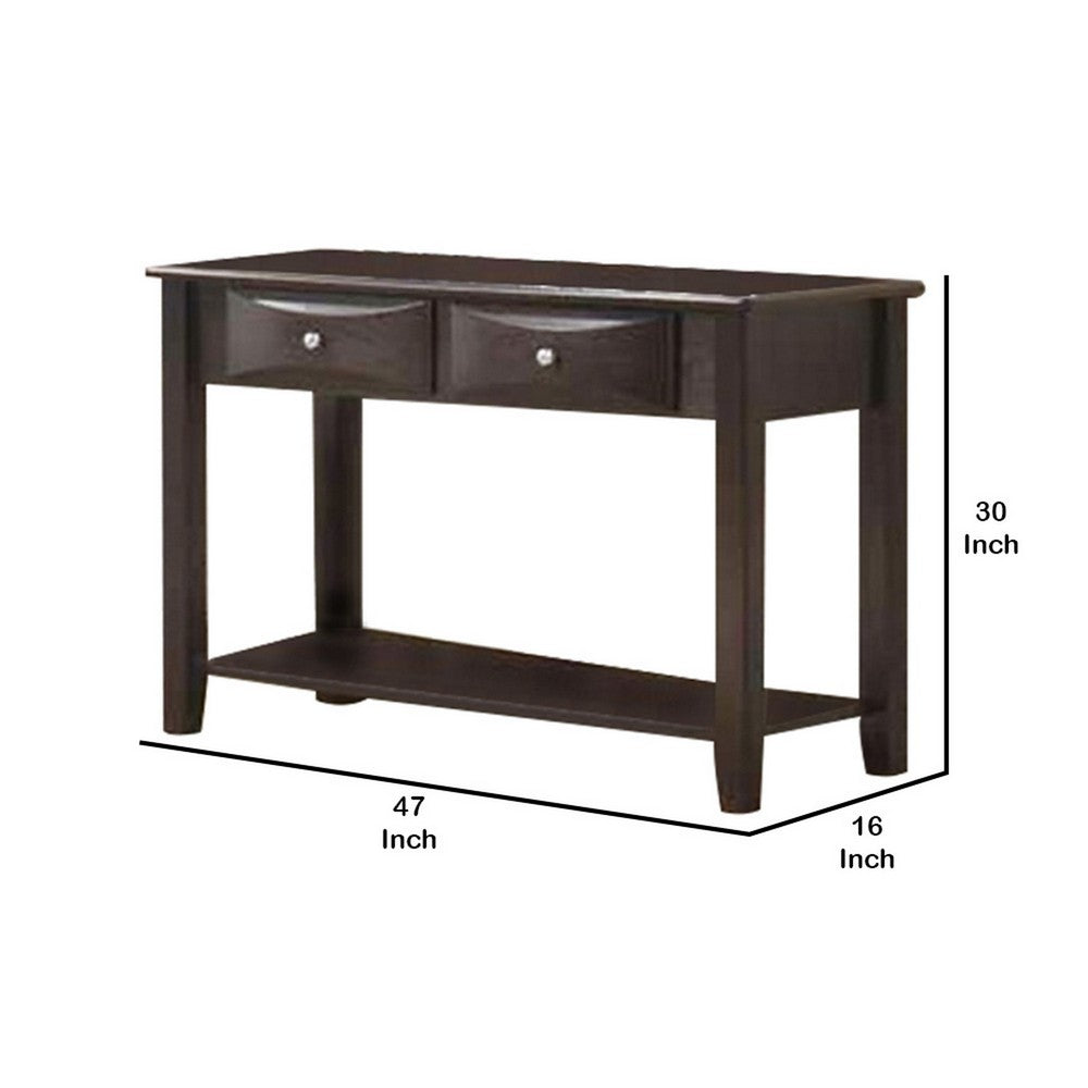 Benjara Wooden Console Table with 2 Spacious Drawers, Brown