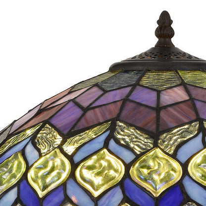 Benjara 120 Watt Tiffany Table Lamp with Engraved Base, Multicolor