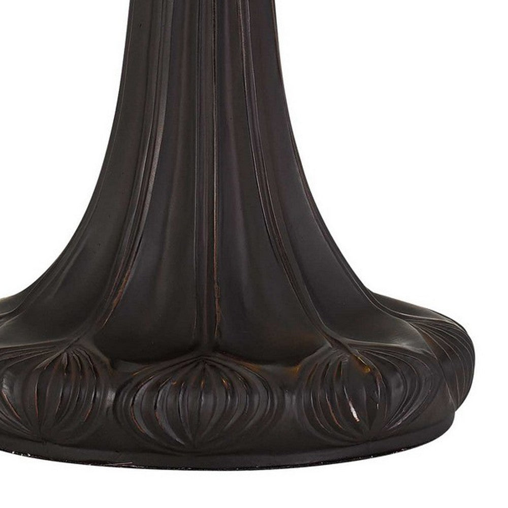 Benjara 120 Watt Tiffany Table Lamp with Engraved Base, Multicolor