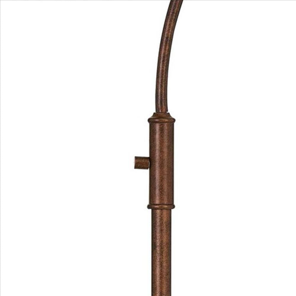 Benjara 60 Inch Metal Downbridge Design Floor Lamp With Caged Shade, Rustic Bronze