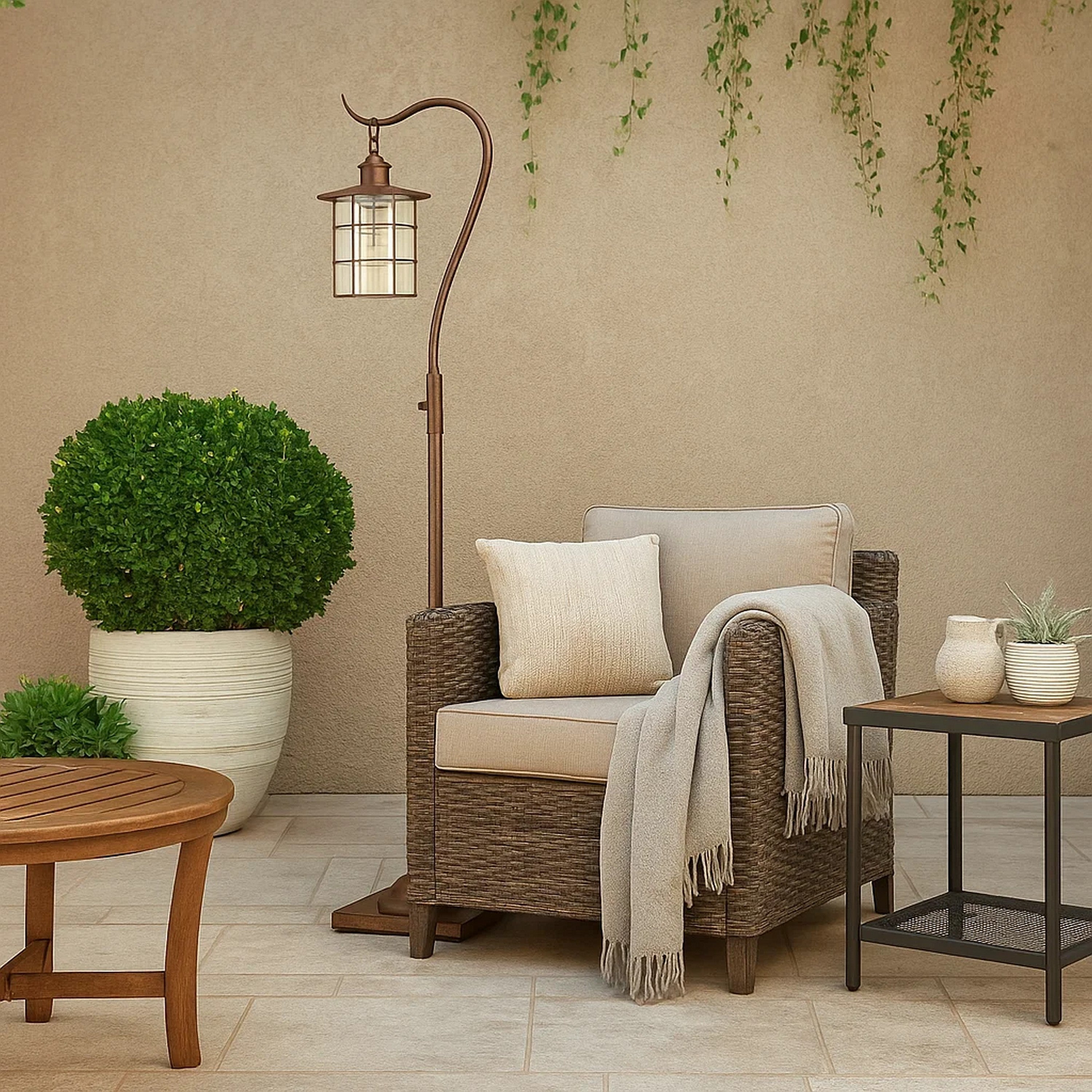 Benjara 60 Inch Metal Downbridge Design Floor Lamp With Caged Shade, Rustic Bronze