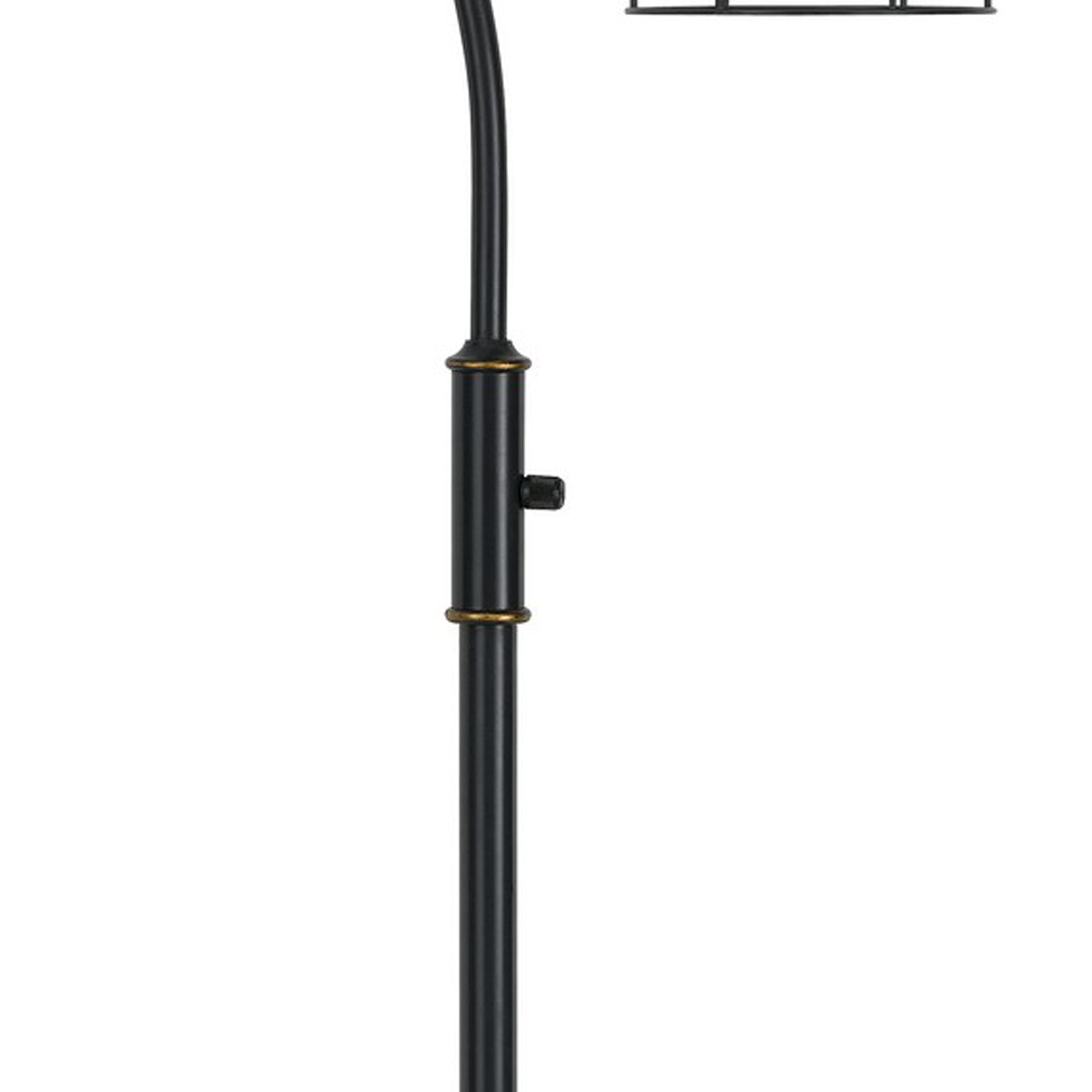 Benjara 60 Inch Metal Downbridge Design Floor Lamp With Caged Shade, Dark Bronze