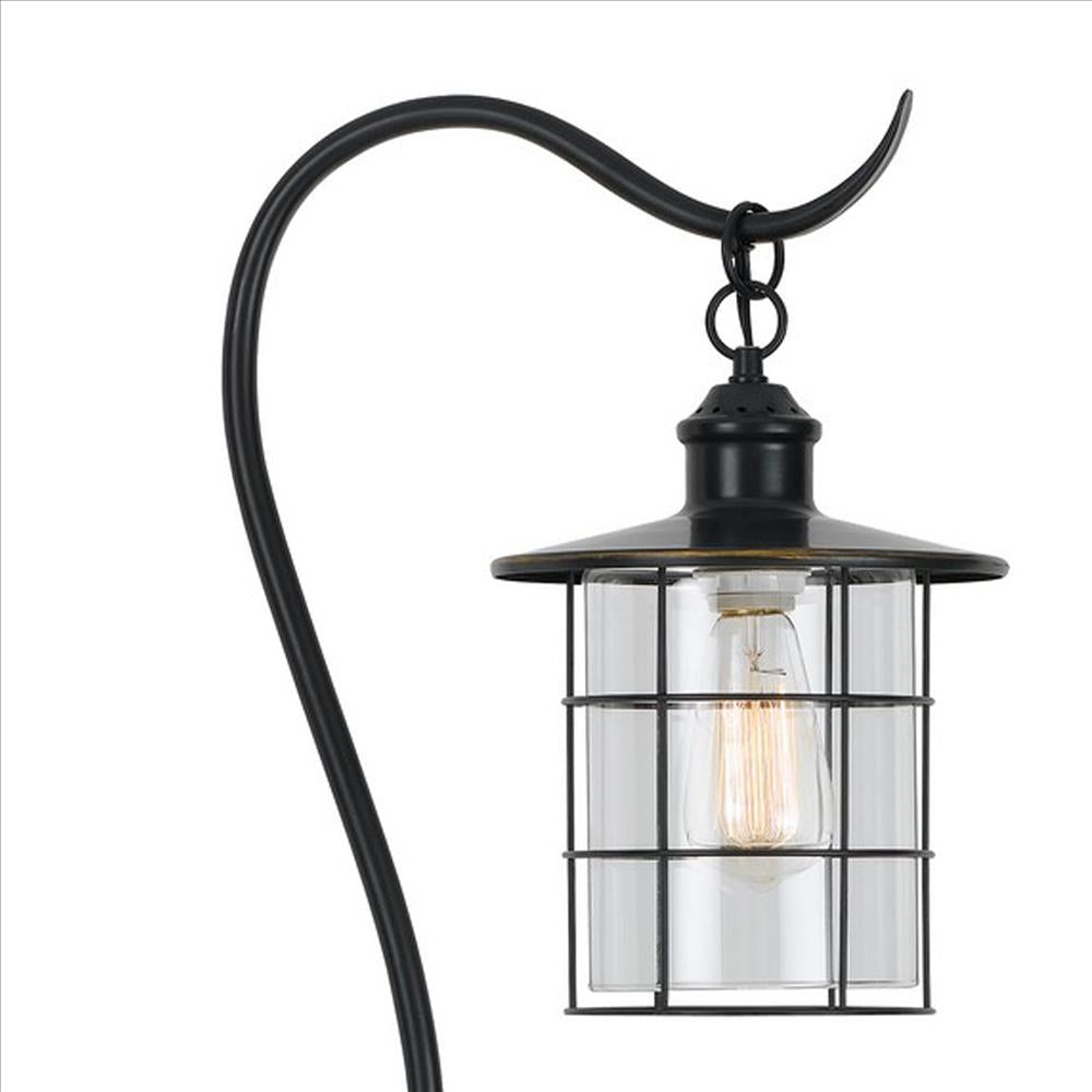 Benjara 60 Inch Metal Downbridge Design Floor Lamp With Caged Shade, Dark Bronze