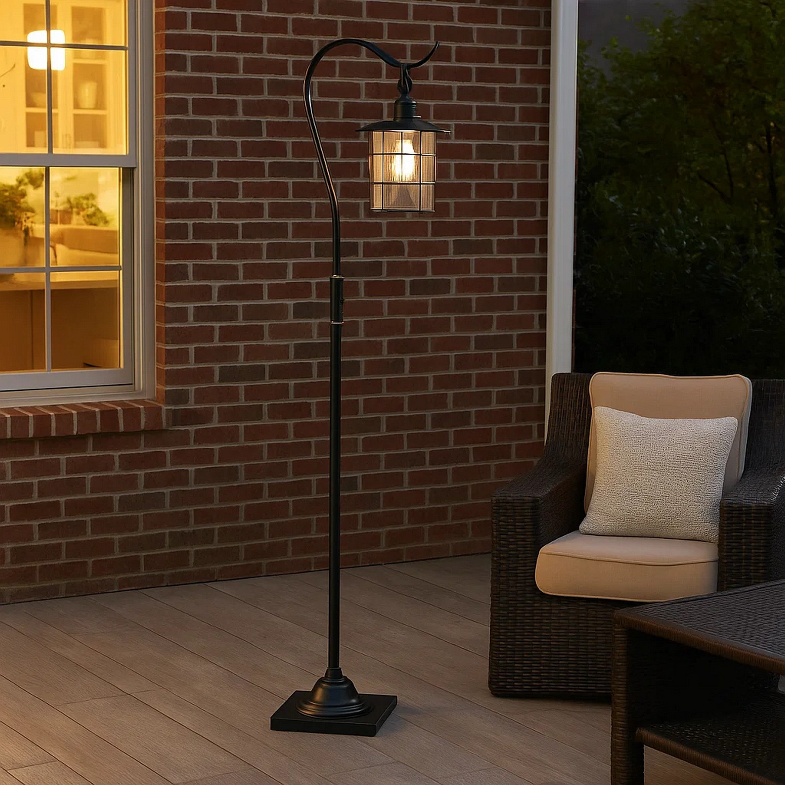 Benjara 60 Inch Metal Downbridge Design Floor Lamp With Caged Shade, Dark Bronze
