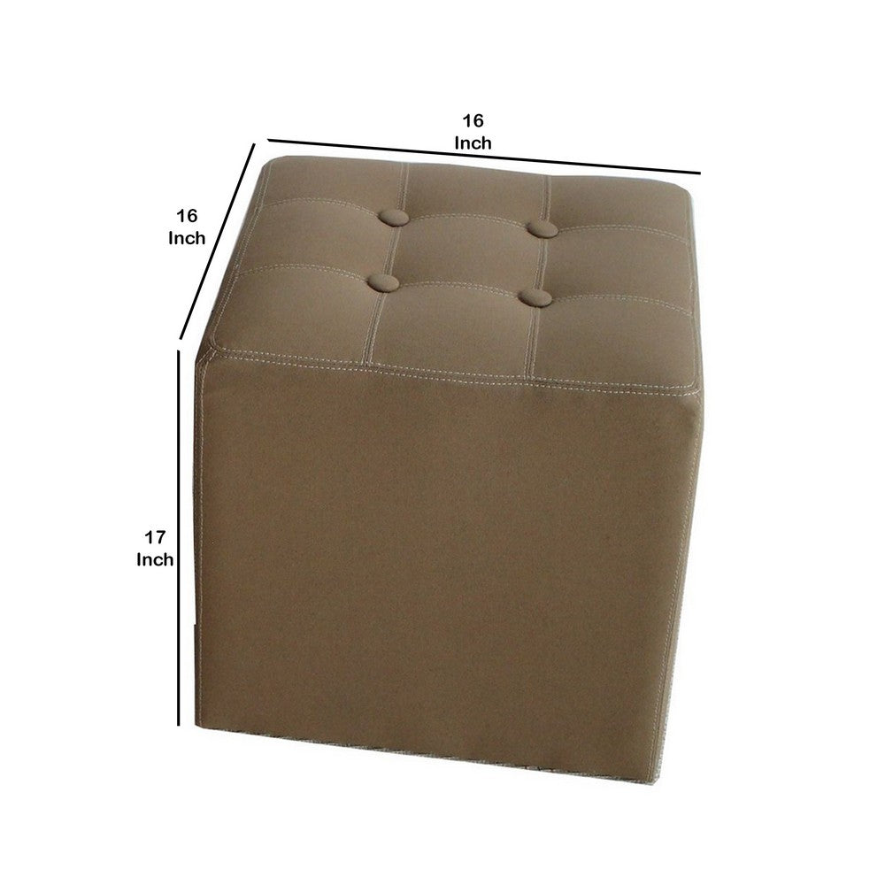 Benjara Fabric Covered Storage Ottoman With Button Tufted Lift Top, Set Of 2, Brown
