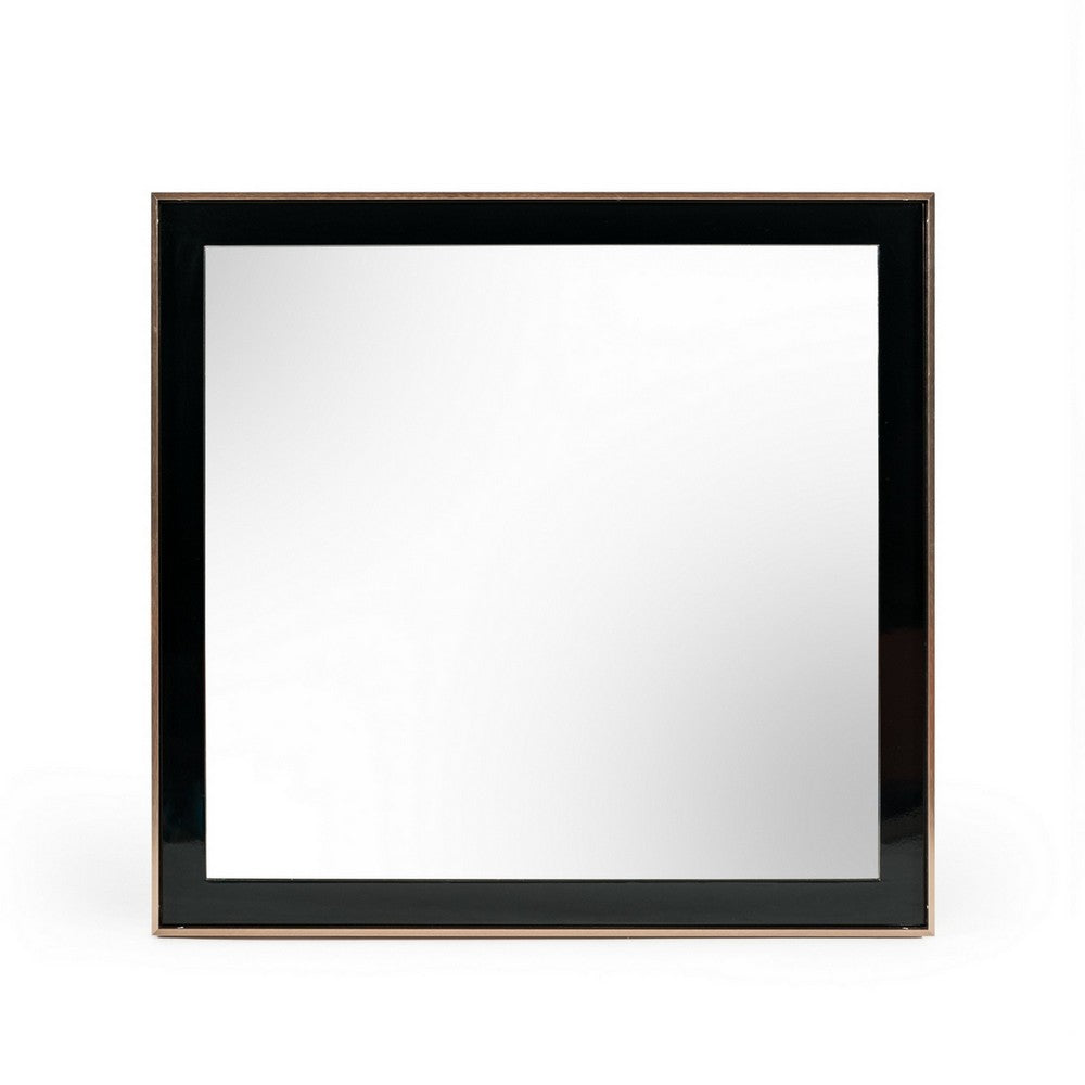 Benjara Dual Tone Stainless Steel Frame Wall Mirror, Black And Gold