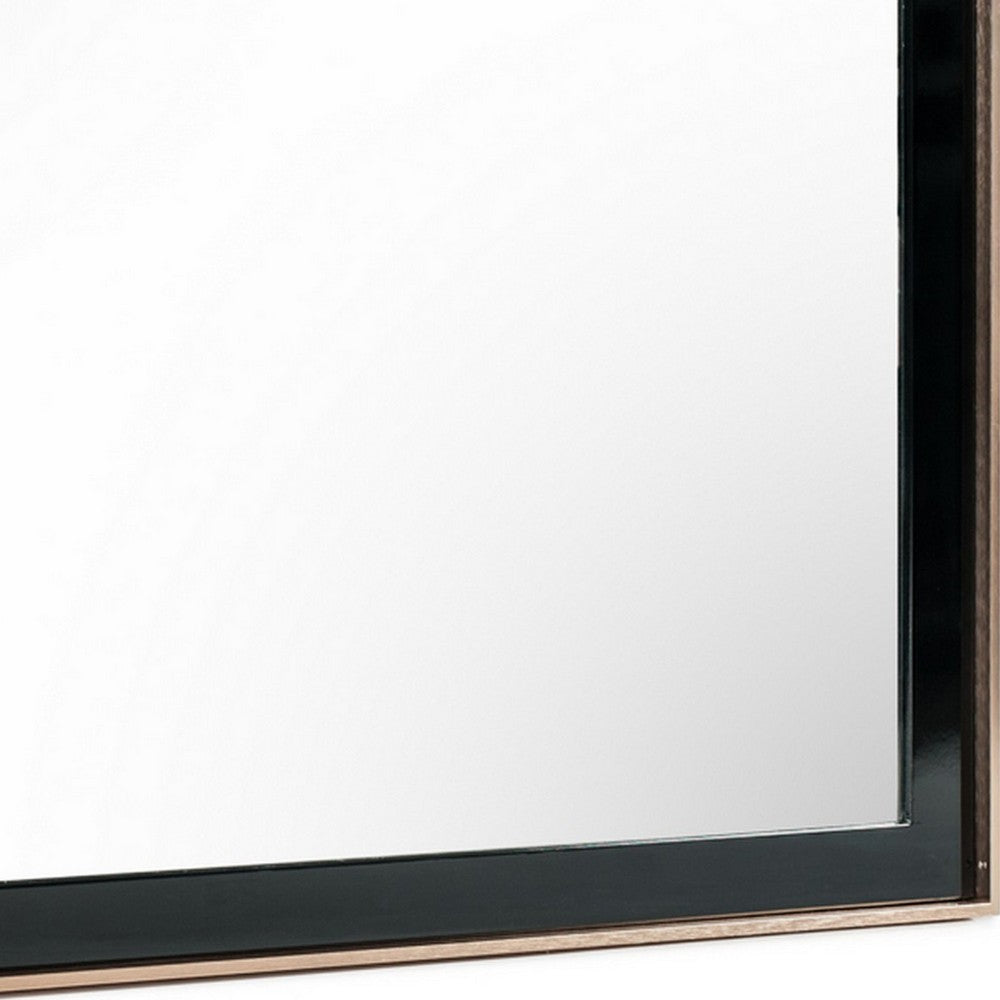 Benjara Dual Tone Stainless Steel Frame Wall Mirror, Black And Gold