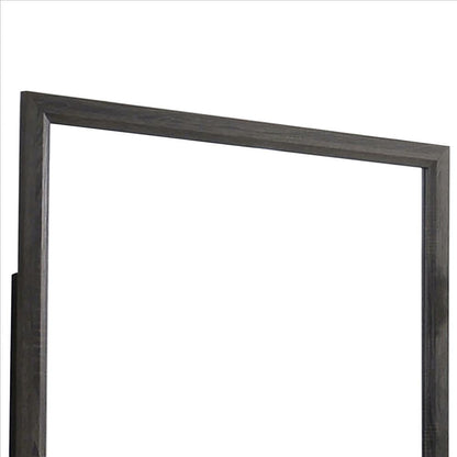 Benjara 39 Inch Contemporary Wooden Frame Mirror, Gray